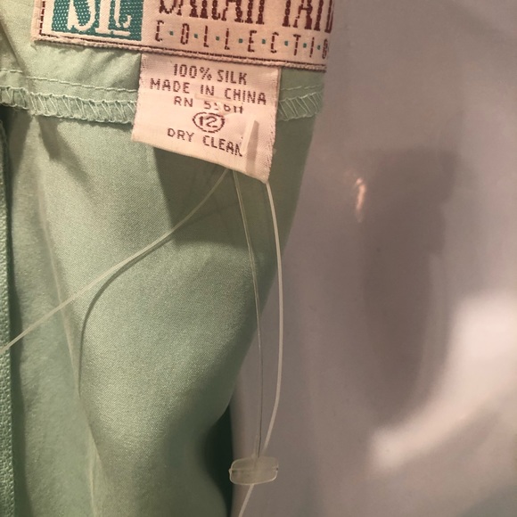 New VTG Sarah Taylor Collection Sea Foam Green Silk Mock Sarong Dress SZ 12 - Picture 5 of 7
